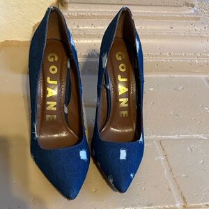 GoJane Distressed Denim Heels in Blue